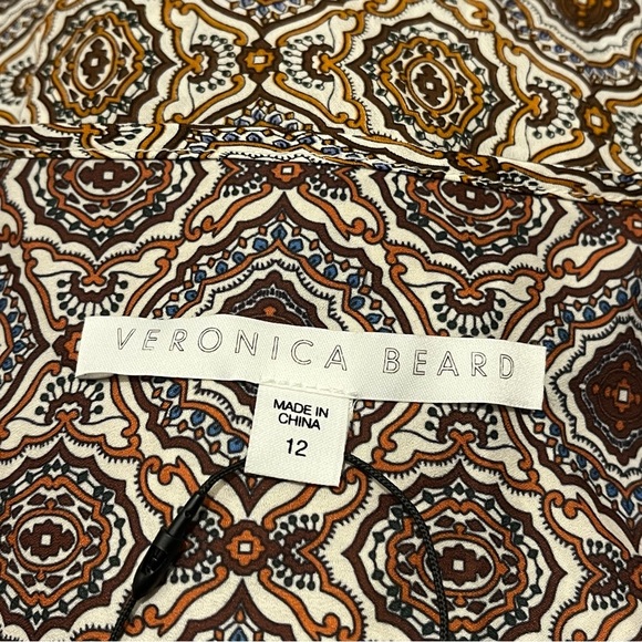 Veronica Beard Alamo Medallion Print Sill Ruffle Mini Dress NWT - Picture 2 of 11